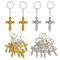 Juvale Metal Cross Keychain Set - Baptism & Christening Key Chains Favors - Durable Metal Design - 24-Pack, 3.6 in, Silver & Gold